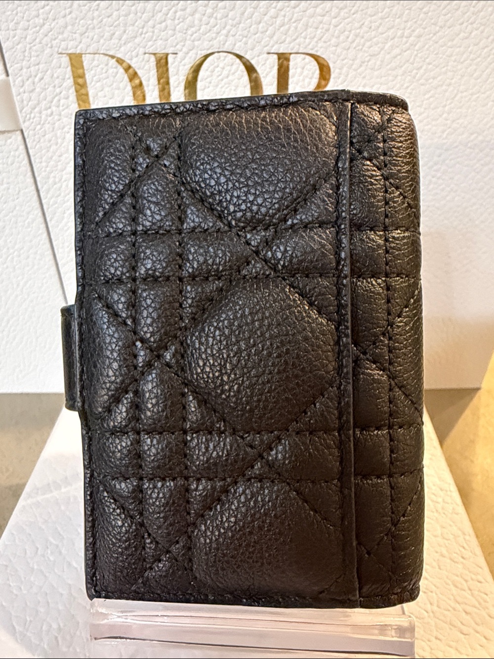 DIOR | ✨NEW✨ Dior Caro Dandelion Card Holder in Black Supple Cannage Calfskin - Picture 5 of 11